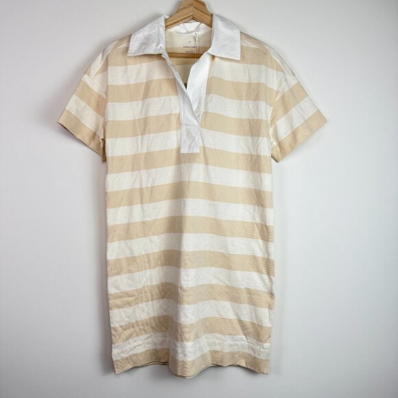 Everlane The Organic Cotton Short Sleeve Polo Mini Dress Beige White XS - Picture 2 of 7